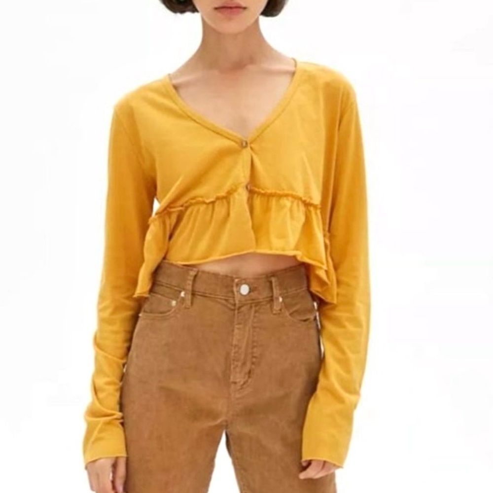 NWT Urban Outfitters Project Social T Cropped Peplum Long Sleeve Top
